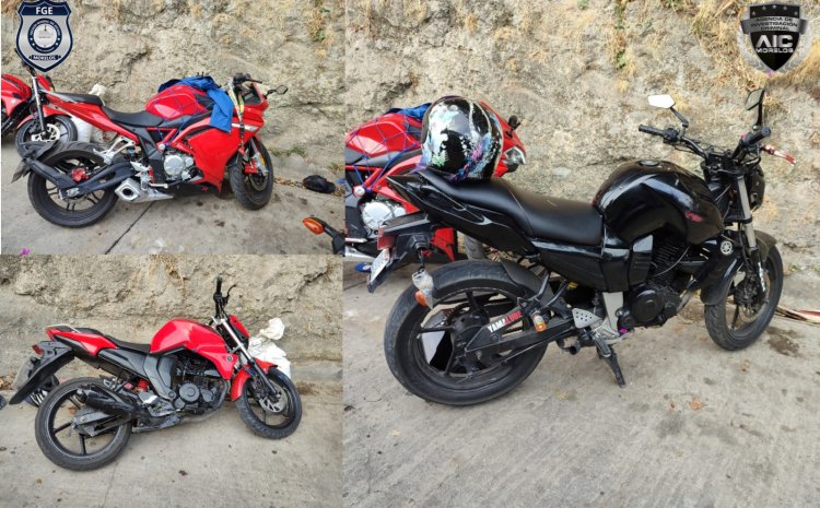 En persecución, atrapan a este trío con 2 Yamahas robadas y un arma