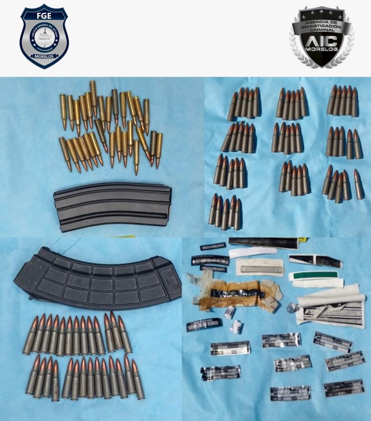 Vehículos y cartuchos  asegurados durante cateo en Emiliano Zapata