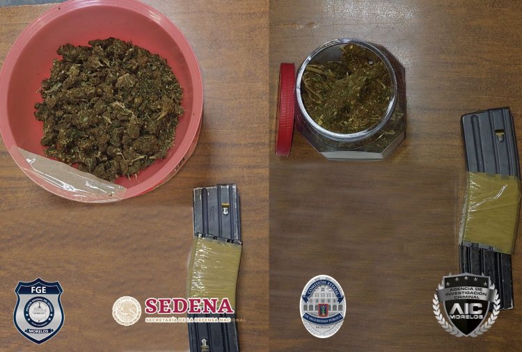En operativo conjunto, atrapan a tres con droga cargadores y 90 cartuchos