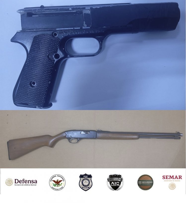 Dos capturados, armas droga y  cartuchos asegurados en cateo