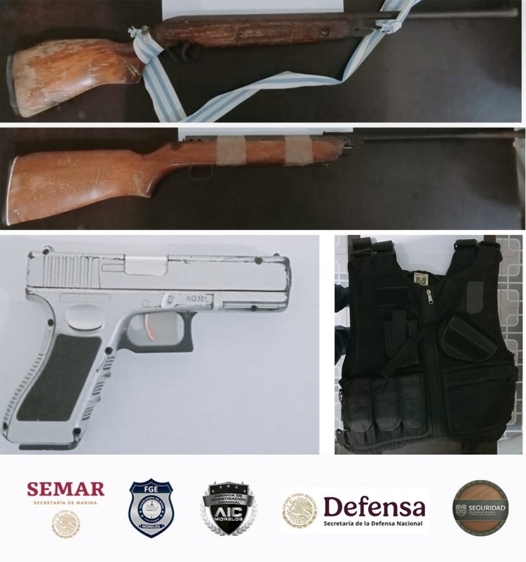 Operativo en Coatetelco arroja detención de adolescente y dos adultos con armas de fuego y probable droga