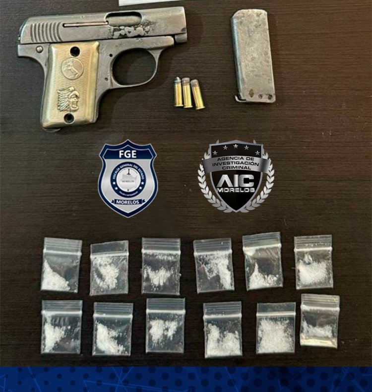 Miguel Ángel traía pistola, cartuchos  y dosis de “cristal” en Tlaquiltenango