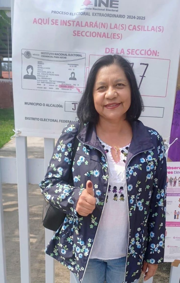 Gobernadora y su gabinete acudieron  a la urna para votar por los juzgadores