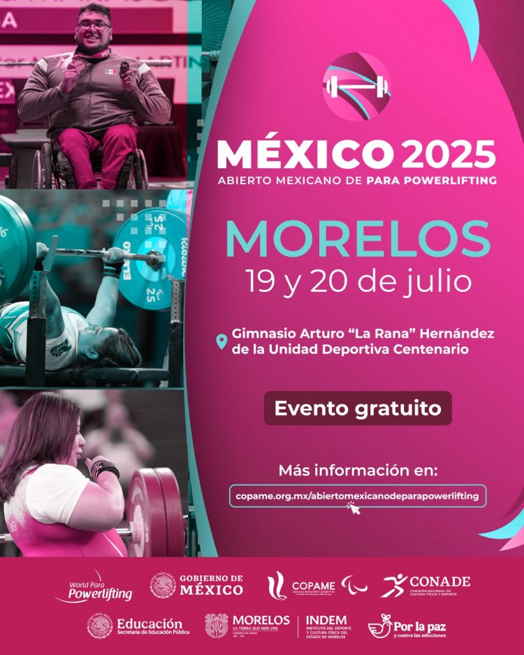 Amelia Pérez invita a apoyar a paratletas  en el abierto mexicano de "powerlifting" '25