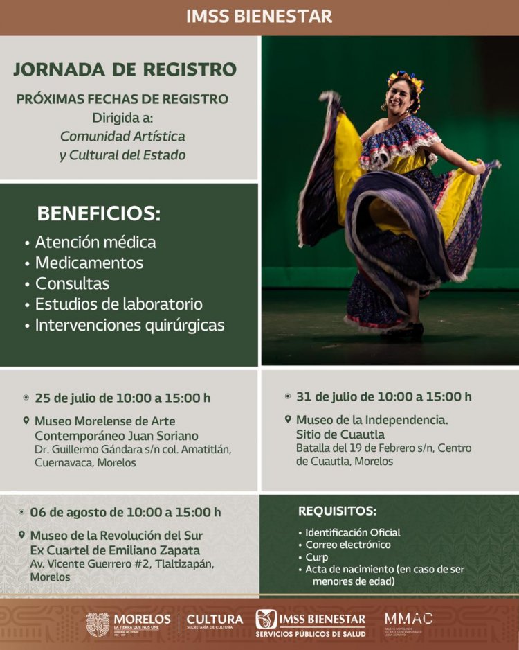 Abren registro a IMSS bienestar  en favor de artistas y creadores