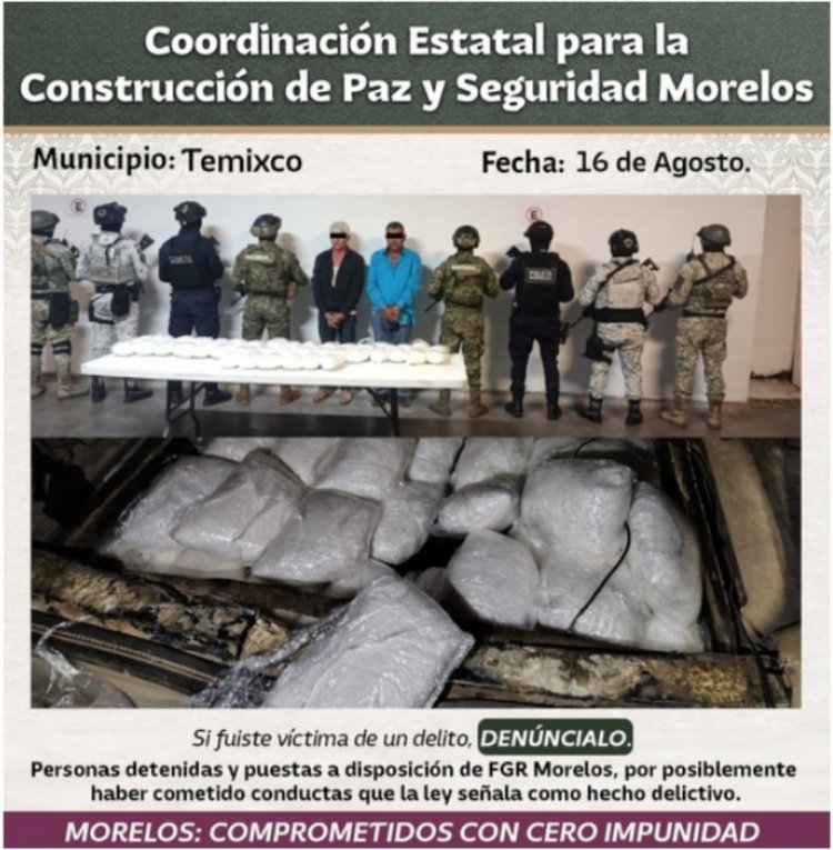 Detienen en Zapata a dos hombres con mas de 40 kilos de cristal