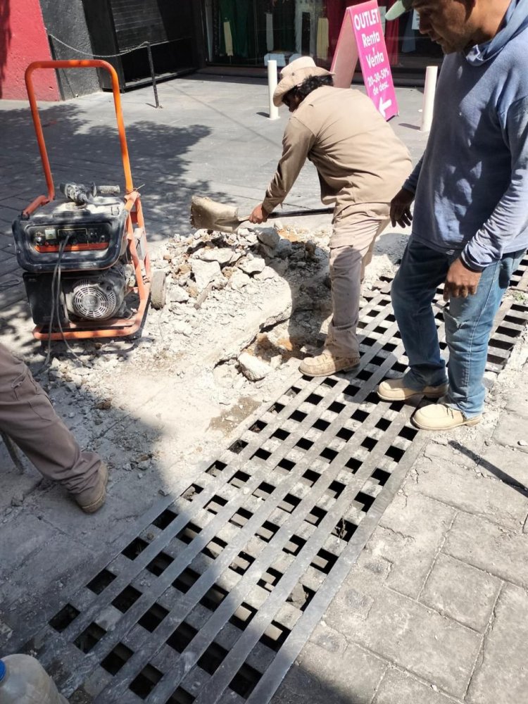 Se cambia rejilla pluvial en calle Gutenberg de la capital