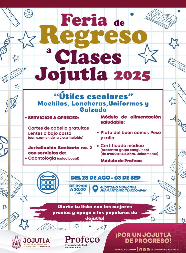 Invita gobierno de Jojutla a  la Feria de Regreso a Clases
