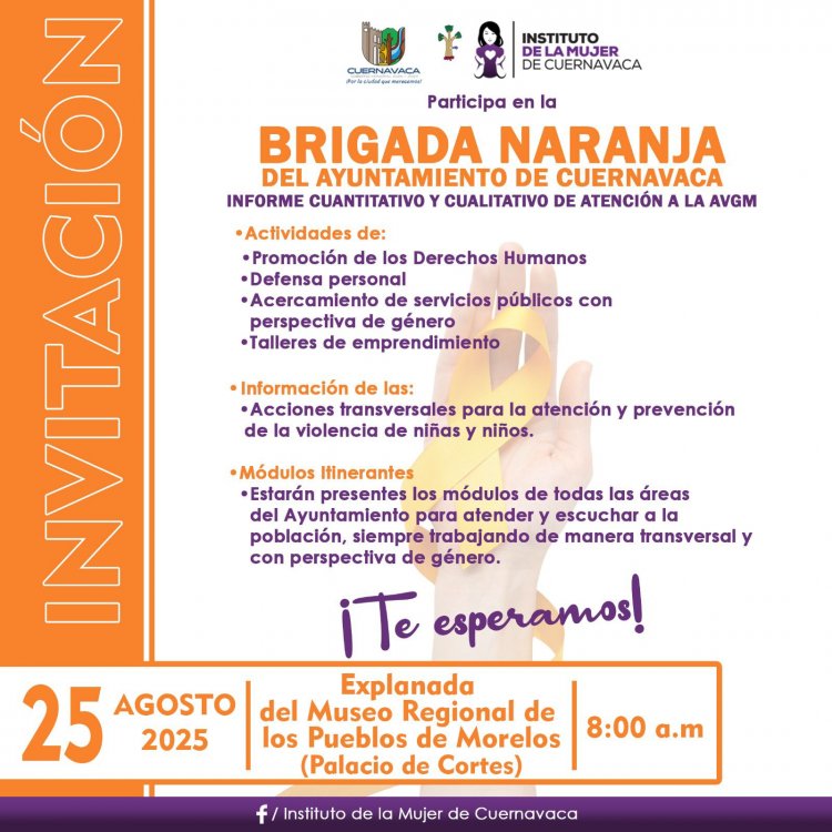 Cuernavaca invita a Brigada Naranja  para erradicar la violencia de género