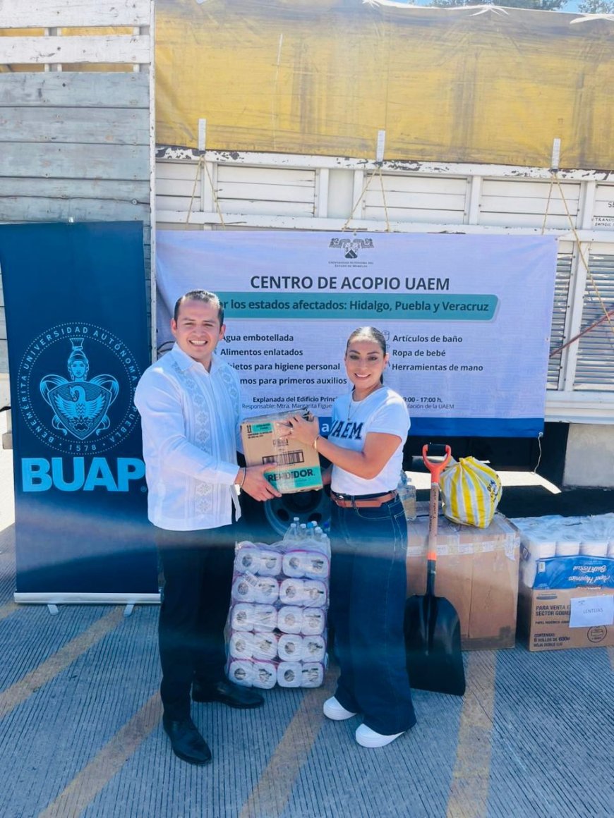 Entrega la UAEM donativos para damnificados por lluvia