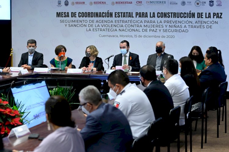 Gobierno federal y estatal reunidos para el seguimiento de la estrategia nacional contra la violencia de género en Morelos